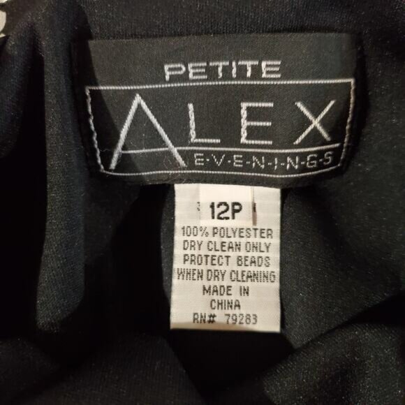 Vtg Alex Evenings Floral Rose Silk Blend Sheer Ruffle Beaded Sequin Dress 12P - Picture 10 of 15